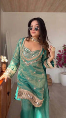 Innovative Fendy Silk Mirror Work Sharara Palazzo Set