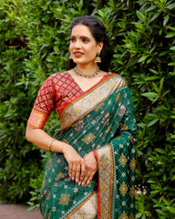 Dazzling Borders And Contrast Zari Weaving Patola Silk Sarees