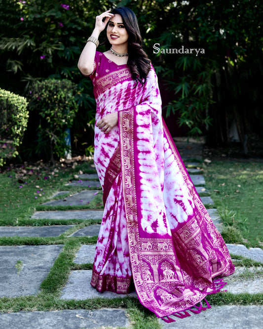 Presenting  Purple Color Zari Weaving Saree