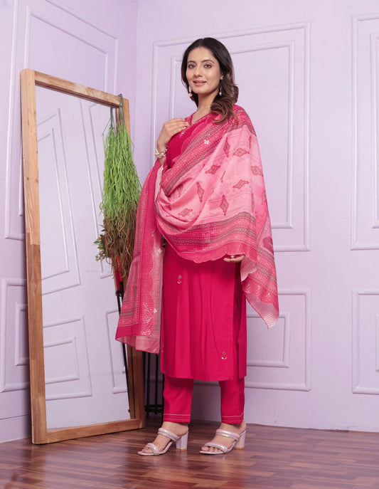 Exclusive Pink Color Hand Work Salwar Suit With Dupatta