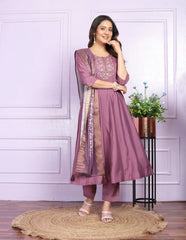 Party Wear Fantastic Hand Work Pink Round Kurti Anarkali Suit