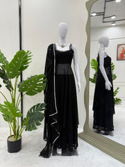 Party Wear Black Color Top With Palazzo