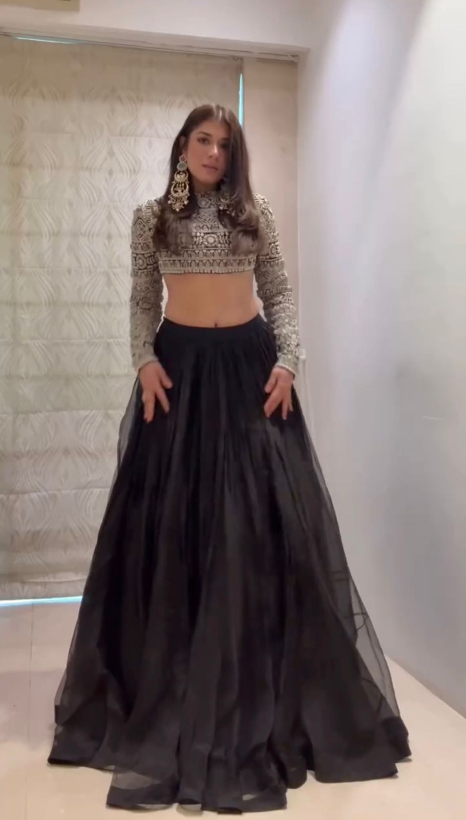 Wonderful Black Color Organza Lehenga Choli