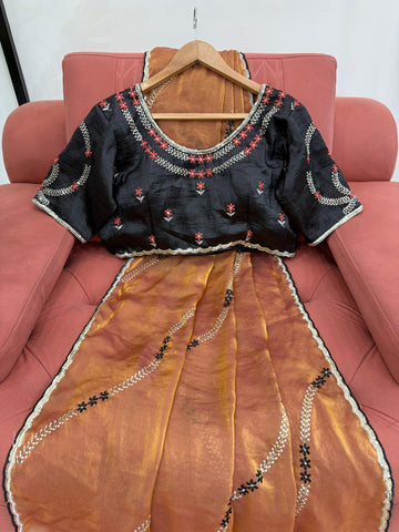 Orange Color Fendy Silk Saree