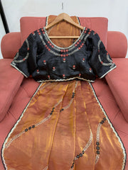 Orange Color Fendy Silk Saree