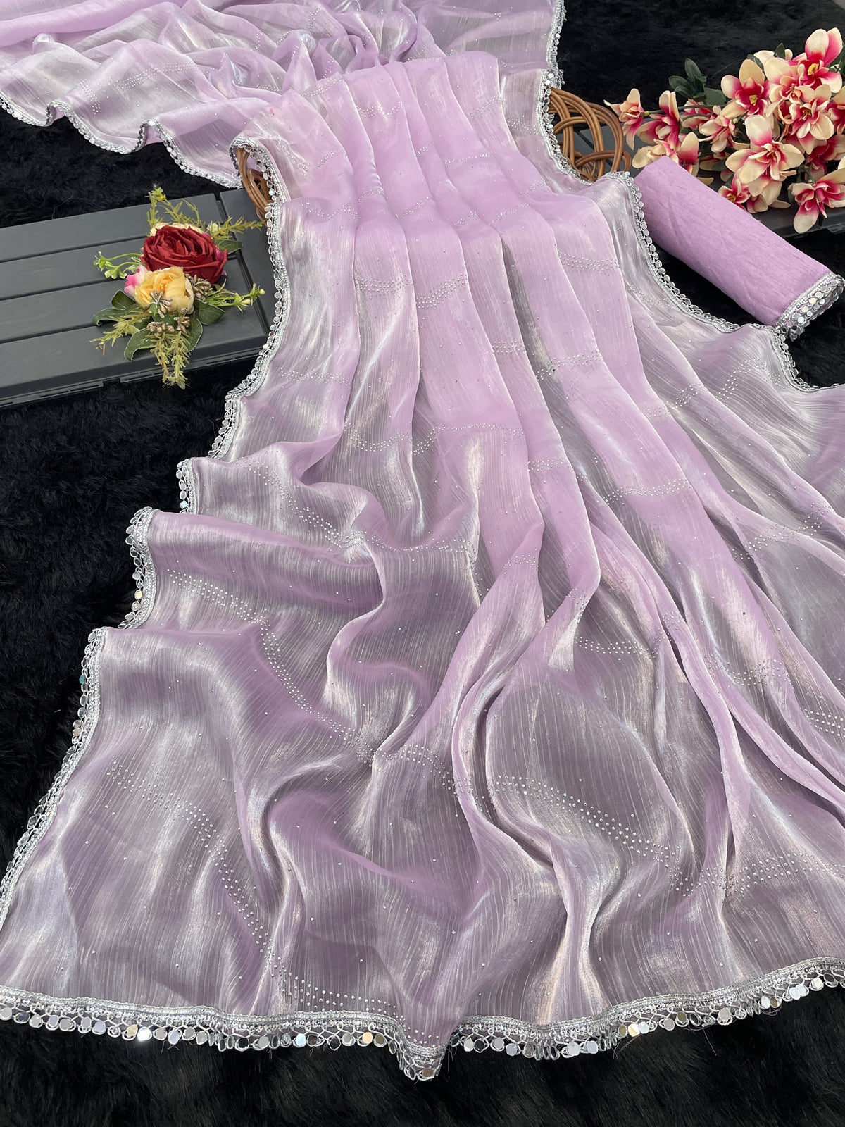 Lovely Burberry Silk Pink Color Saree