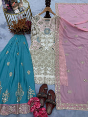 Stunning Georgette White Color Palazzo Suit