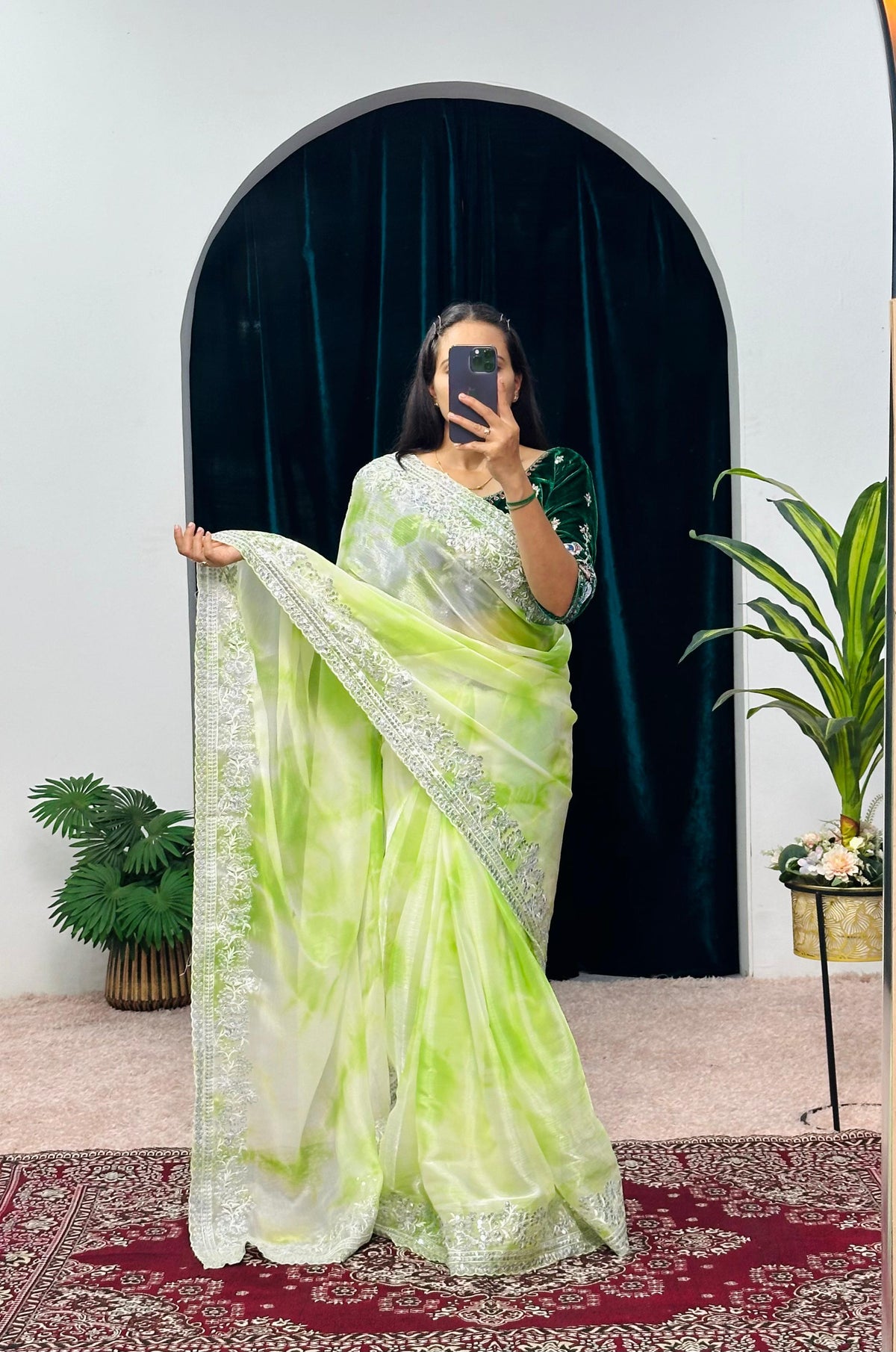 Glorious Embroidery Zari Work T Lemon Color Designer Saree