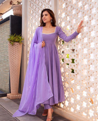 Outstanding Georgette Lavender Color Gown