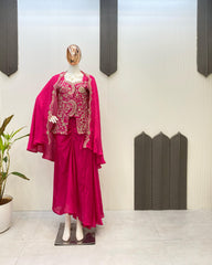 Party Wear Pink Color Skirt Koti With Shrug