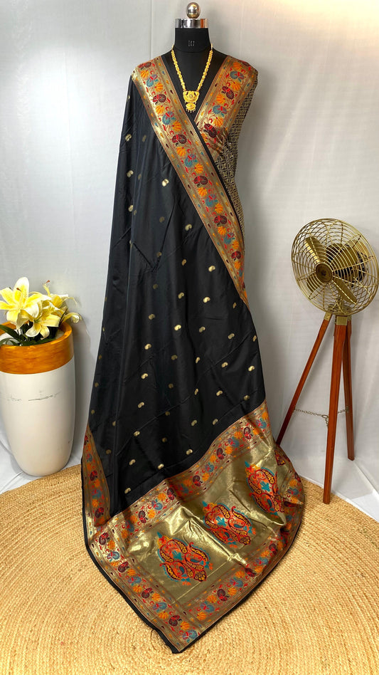 Gorgeous Paithani Silk Black Color Saree