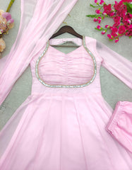 Exclusive Pink Georgette Sequence Work Gown