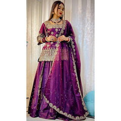 Gorgeous Silk Wine Color Top With Lehenga