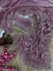 Party Wear Diamond Work Silk Onion Color Saree