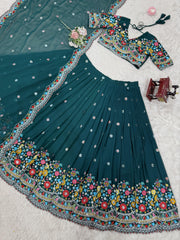 Sequence Green Color Lehenga Choli Set with Dupatta