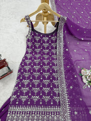 Celebrations Special Purple Color Festival Wear Sharara Suit