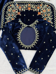 Stylish Blue Velvet with Sequence Work Plazo Suit