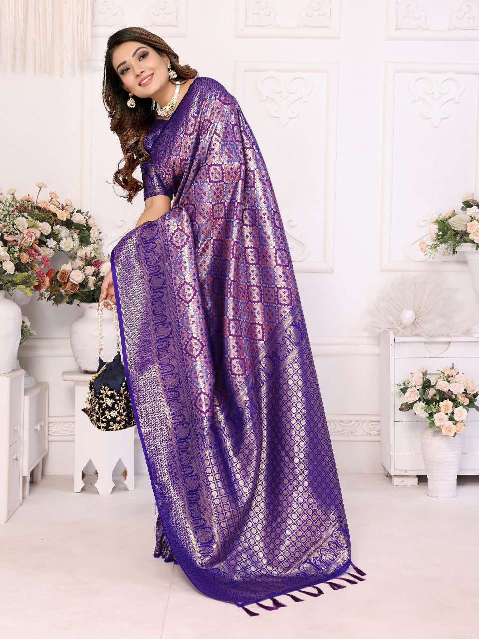 Decent Jari Silk Blue Color Saree