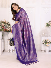 Decent Jari Silk Blue Color Saree