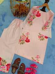 Trendy Peach Color Digital Printed Co-ord Set