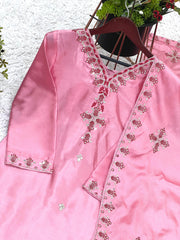 Stylish Pink Chinon Silk Sequence Work Anarkali Suit