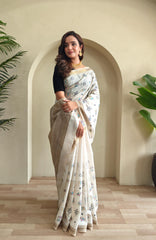 Traditional Wear Beige Color Tussar Saree
