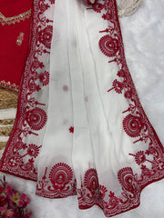 Awesome White Rangoli Silk With Embroidery Saree
