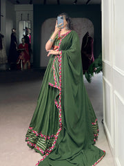Lovely Pink Rayon Mirror Work Lehenga Choli