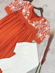 Ravishing Pink Color  Embroidery Work Palazzo Suit