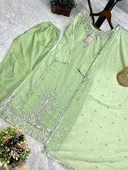 Attractive Pista Color Georgette Salwar Suit