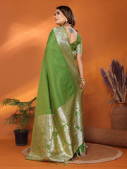Luxuriant Banarasi Silk Perrot Color Saree