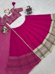 Thread with Sequence Work Pink Color Lehenga choli
