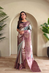 Wonderful Onion Color Flower Print Silk Saree
