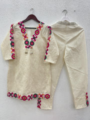 Gorgeous White Color Thread Work Co-ord Set