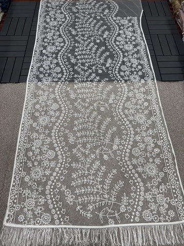 Classy Embroidery Work White Color Designer Saree