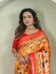 Blissful Paithani Silk Orange Color Saree