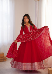 Gorgeous Heavy Work Vichitra Silk Anarkali Gown