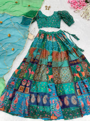 Occasion Wear Pure Jimmy Organza Multi Color Lehenga Choli