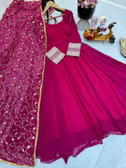 Superhit Georgette Pink Color Gown