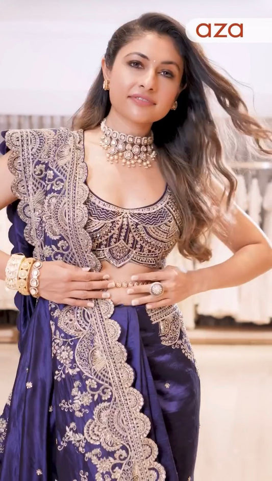 Function Wear Rangoli Silk Navy Blue Color Saree