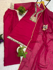 Exclusive Green Rangoli Silk Mirror Work Kurti