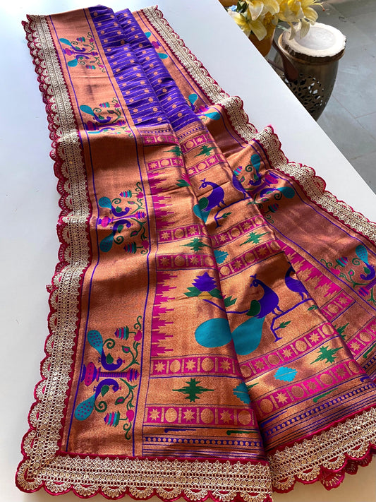 Captivating Blue Color Paithani Silk Saree