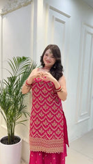 Exclusive Pink Color Sequence Work Georgette Sharara Suit