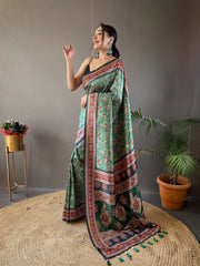 Blissful Green Color Digital Print Saree