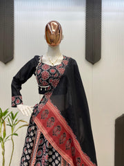 Glorious Black Color Printed Work Lehenga Choli