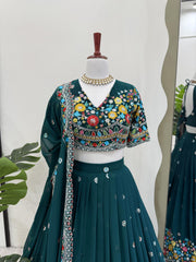 Sequence Green Color Lehenga Choli Set with Dupatta