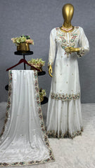 Superhit Sequence And Thread Work White Color Salwar Suit