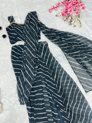 Exclusive Black Color Draped Skirt With Top & Dupatta