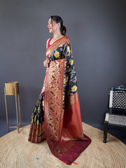 Gorgeous Silk Patola Weaving Black Color Saree