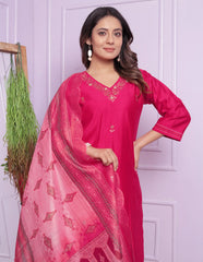 Exclusive Pink Color Hand Work Salwar Suit With Dupatta